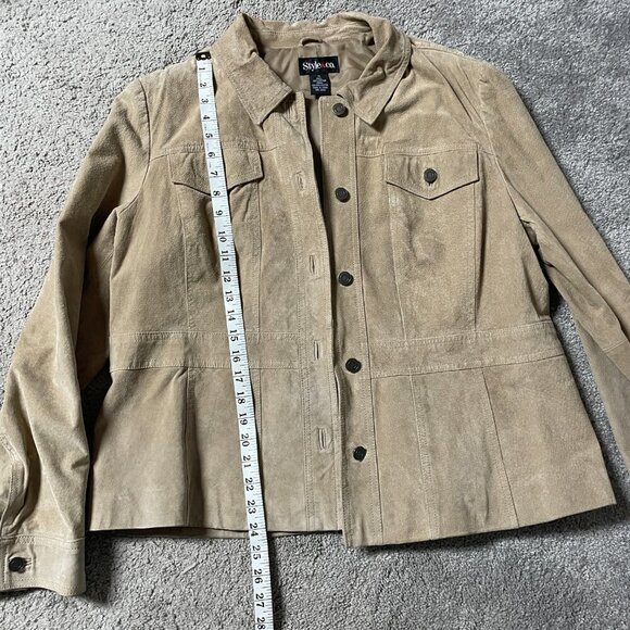Style & Co light brownTan Suede Leather Jacket Women's Size‎ XL - Picture 8 of 11